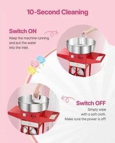 VEVOR Commercial Cotton Candy Machine with Cart Sugar Floss Maker 1000W Red