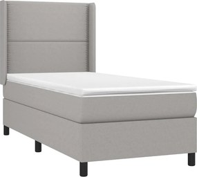 vidaXL Κρεβάτι Boxspring με Στρώμα &amp; LED Αν.Γκρι 100x200εκ. Υφασμάτινο