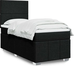 vidaXL Κρεβάτι Boxspring με Στρώμα Μαύρο 90x190 εκ.Υφασμάτινο