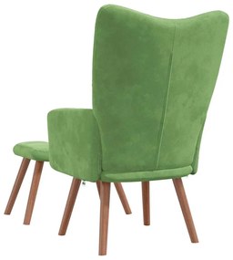 vidaXL Πολυθρόνα Relax Ανοιχτό Πράσινο Βελούδινη με Σκαμπό