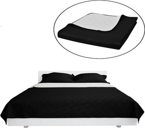 130888 Double-sided Quilted Bedspread Black/White 230 x 260 cm