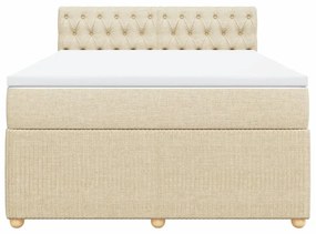 Κρεβάτι Boxspring με Στρώμα Κρεμ 160x200 εκ. Υφασμάτινο - Κρεμ