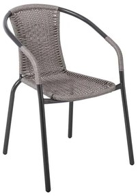BALENO Πολυθρόνα Μέταλλο Βαφή Ανθρακί, Wicker Mixed Grey