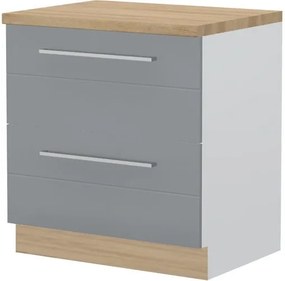Επιδαπέδιο ντουλάπι Hudson R-80-2F-Λευκό - Γκρι - 80.00Χ60.00Χ88.00cm