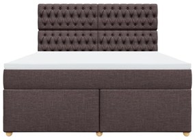 vidaXL Κρεβάτι Boxspring με Στρώμα Σκούρο Καφέ 180x200 εκ Υφασμάτινο