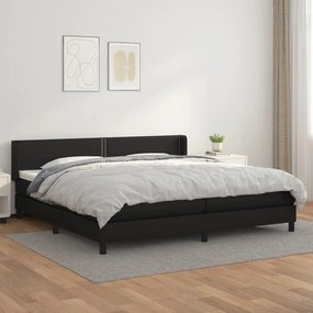 vidaXL Κρεβάτι Boxspring με Στρώμα Μαύρο 200x200 εκ. Συνθετικό Δέρμα