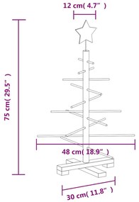 vidaXL Χριστουγεννιάτικο Δέντρο Ξύλινο Διακόσμηση 75 εκ. Μασίφ Πεύκο