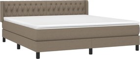 vidaXL Κρεβάτι Boxspring με Στρώμα Taupe 180x200 εκ. Υφασμάτινο