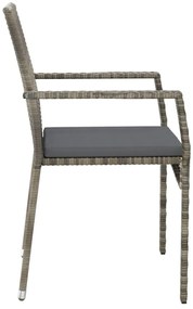 vidaXL Σετ Τραπεζαρίας Κήπου 5 τεμ. Γκρι Συνθ. Ρατάν με Μαξιλάρια