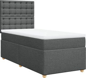 vidaXL Κρεβάτι Boxspring με Στρώμα Σκούρο Γκρι 90x200 εκ. Υφασμάτινο