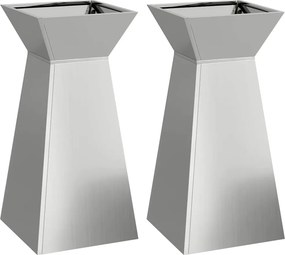 vidaXL Γλάστρα Πυλώνας 2 τμχ. Ασημί 35 x 35 x 73 εκ.