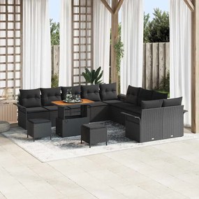 vidaXL Σετ Καναπέ Κήπου με μαξιλάρι 13 pcs Μαύρο 90 x 55 x 71 cm