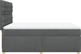 vidaXL Κρεβάτι Boxspring με Στρώμα Σκούρο Γκρι 140x200 εκ Υφασμάτινο