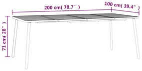 Τραπέζι Κήπου Ανθρακί 200x100x71 εκ. Ατσάλινο - Ανθρακί