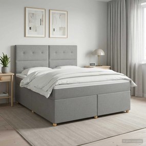 vidaXL Κρεβάτι box spring με στρώμα Ανοιχτό γκρι 160 x 200 cm Ύφασμα