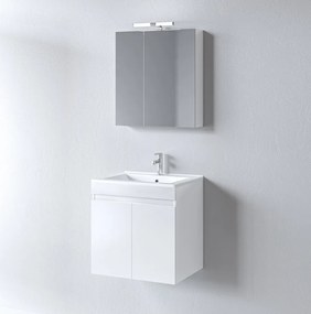 Martin Omega 60 White Gloss - Πάγκος με Νιπτήρα &amp; Καθρέπτη