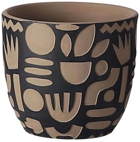 Κασπώ Ανάγλυφα Σχήματα 06-00-24526 Φ17x15cm Terracotta-Black Marhome Ceramic