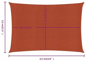 vidaXL Πανί Σκίασης Ορθογώνιο Τερακότα 3,5x4,5 μ. HDPE 160 γρ./μ²
