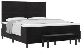vidaXL Κρεβάτι με Στρώμα και Μπάγκο Μαύρο 180x200 εκ. Βελούδο