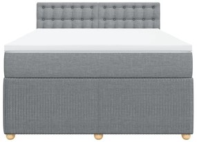 Κρεβάτι Boxspring με Στρώμα Ανοιχτό Γκρι 140x200 εκ. Υφασμάτινο - Γκρι