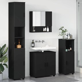 vidaXL Σετ Επίπλων Μπάνιου Επιτοίχιο 4 pcs Μαύρο 61 x 35 x 64 εκ.