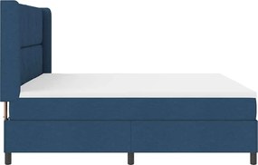 vidaXL Κρεβάτι με ελατήρια με στρώμα Μπλε 200 x 200 cm ύφασμα