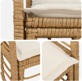 vidaXL Εξωτερικός Καναπές Αγάπης 2 pcs Φυσικό και Κρέμα Λευκό