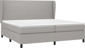 vidaXL Κρεβάτι Boxspring με Στρώμα Ανοιχτό Γκρι 200x200 εκ. Υφασμάτινο
