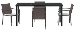 vidaXL Σέτ φαγητού για κήπο 5 pcs Καφέ και Μαύρο Ράτα PE