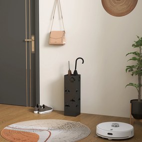 Μεταλλική βάση ομπρέλας, 4 γάντζοι, σχέδιο σύννεφων και ομπρέλας, δίσκος σταγόνων, μαύρος