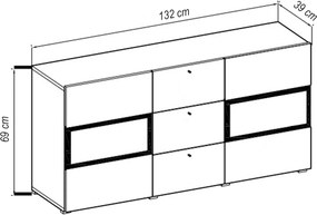 Μπουφές LONG BEACH Λευκό Gloss 132x39x69