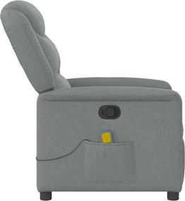 vidaXL Πολυθρόνα Μασάζ Ανακλινόμενη Ανοιχτό Γκρι Υφασμάτινη