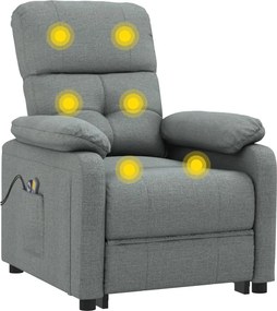 vidaXL Πολυθρόνα Μασάζ Ηλεκτρική Σκούρο Γκρι Υφασμάτινη