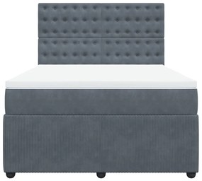 vidaXL Κρεβάτι Boxspring με Στρώμα Σκούρο Γκρι 160x200 εκ. Βελούδινο