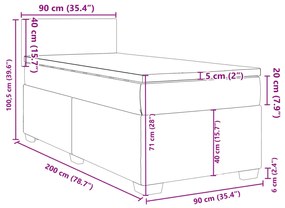 Κρεβάτι Boxspring με Στρώμα Μαύρο 90x200 εκ. Υφασμάτινο - Μαύρο