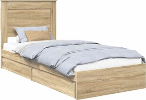 vidaXL Κρεβάτι Αποθήκης Δρύς Sonoma 100 x 200 cm Επεξεργασμένο ξύλο