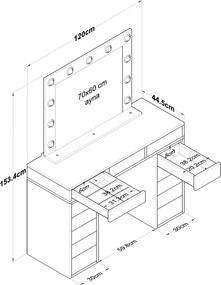 Τουαλέτα Μακιγιάζ Λευκό BRUFELU 120x44.5x81.6