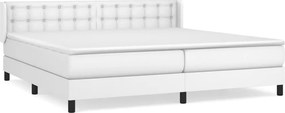 vidaXL Κρεβάτι Boxspring με Στρώμα Λευκό 200x200 εκ. Συνθετικό Δέρμα