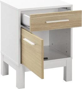 Κομοδίνο London Megapap χρώμα λευκό - oak 45x41x60εκ.