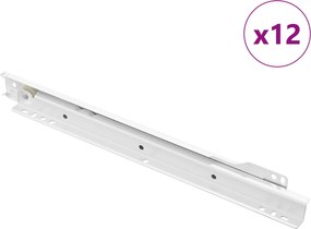 vidaXL Οδηγός Συρταριού 12 pcs Λευκό 300 mm Ατσάλι