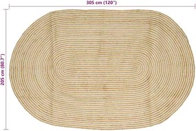 vidaXL Χαλί Φυσικό και Λευκό 205 x 305 εκ Γιούτα