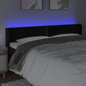 vidaXL Κεφαλάρι Κρεβατιού LED Μαύρο 203x16x78/88 εκ. Βελούδινο
