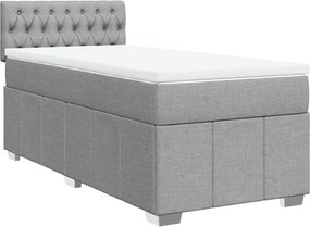 vidaXL Κρεβάτι Boxspring με Στρώμα Ανοιχτό Γκρι 80x200 εκ. Υφασμάτινο