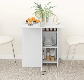 HOMCOM Πτυσσόμενο τραπέζι τραπεζαρίας για 2-4 άτομα, πτυσσόμενο τραπέζι κουζίνας με αποθηκευτικό χώρο, επεκτεινόμενο τραπέζι με ροδάκια, Λευκό