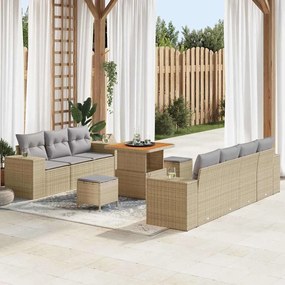 vidaXL Σετ Καναπέ Κήπου 10 pcs Μπεζ συνθετικό ρατάν