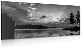 Αντανάκλαση εικόνας μιας λίμνης βουνού σε μαύρο & άσπρο - 100x50