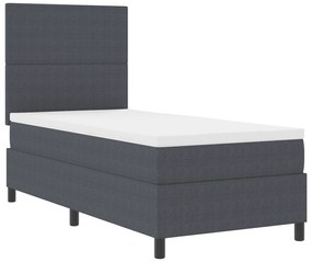 vidaXL Κρεβάτι Box Spring με Στρώμα Σκούρο Γκρι 90x200 εκ. Ύφασμα καπουτσίνο
