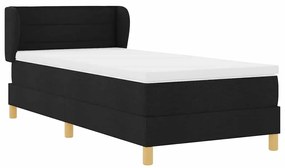 vidaXL Κρεβάτι με Ελατήρια και Στρώμα Κρεμ 90x200 εκ Υφασμα Μαύρο