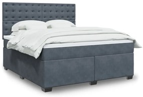 vidaXL Κρεβάτι Boxspring με Στρώμα Σκούρο Γκρι 180x200 εκ. Βελούδινο