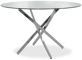 Τραπέζι στρόγγυλο Steve με γυάλινη επιφάνεια διαφανές Φ120x74,5εκ 120x120x74.5 εκ.
